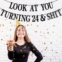 PYBHILK funny 24th birthday banner enhances photos and creates memorable decor moments
