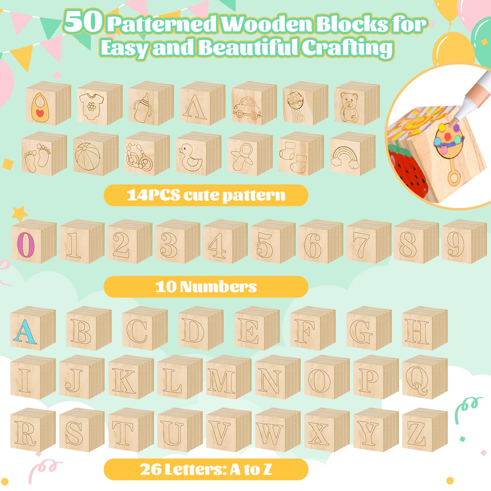 Dense wooden blocks with premium feel for long-lasting play