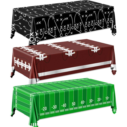 Pymurod football field tablecloth with vivid field design for game-day tables.
