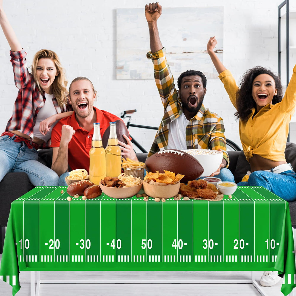 Pymurod tailgate-ready tablecloth creates a festive game-day vibe.