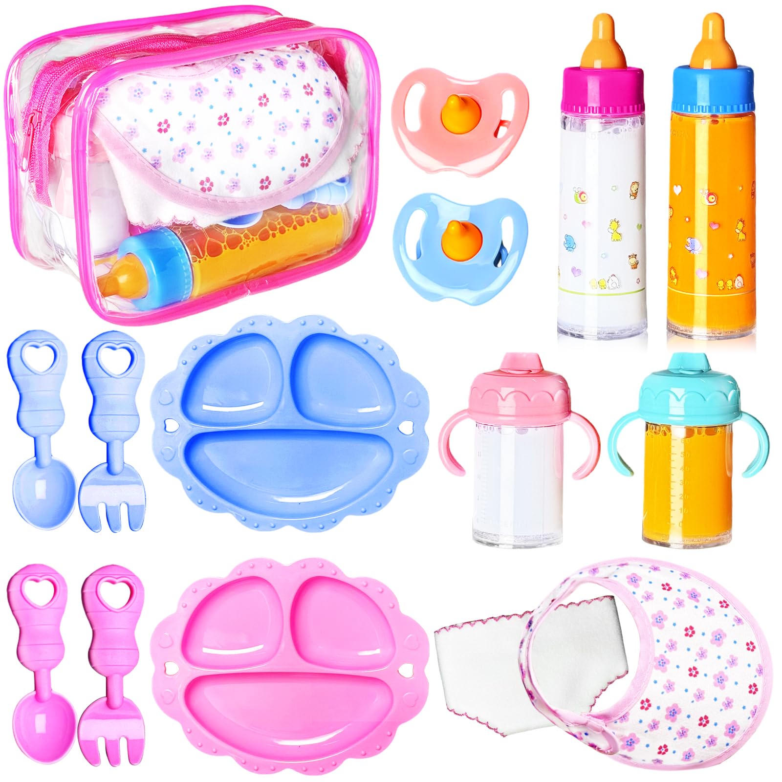 Pynqdfu baby doll bottles for juice set, sparks imaginative pretend feeding play.