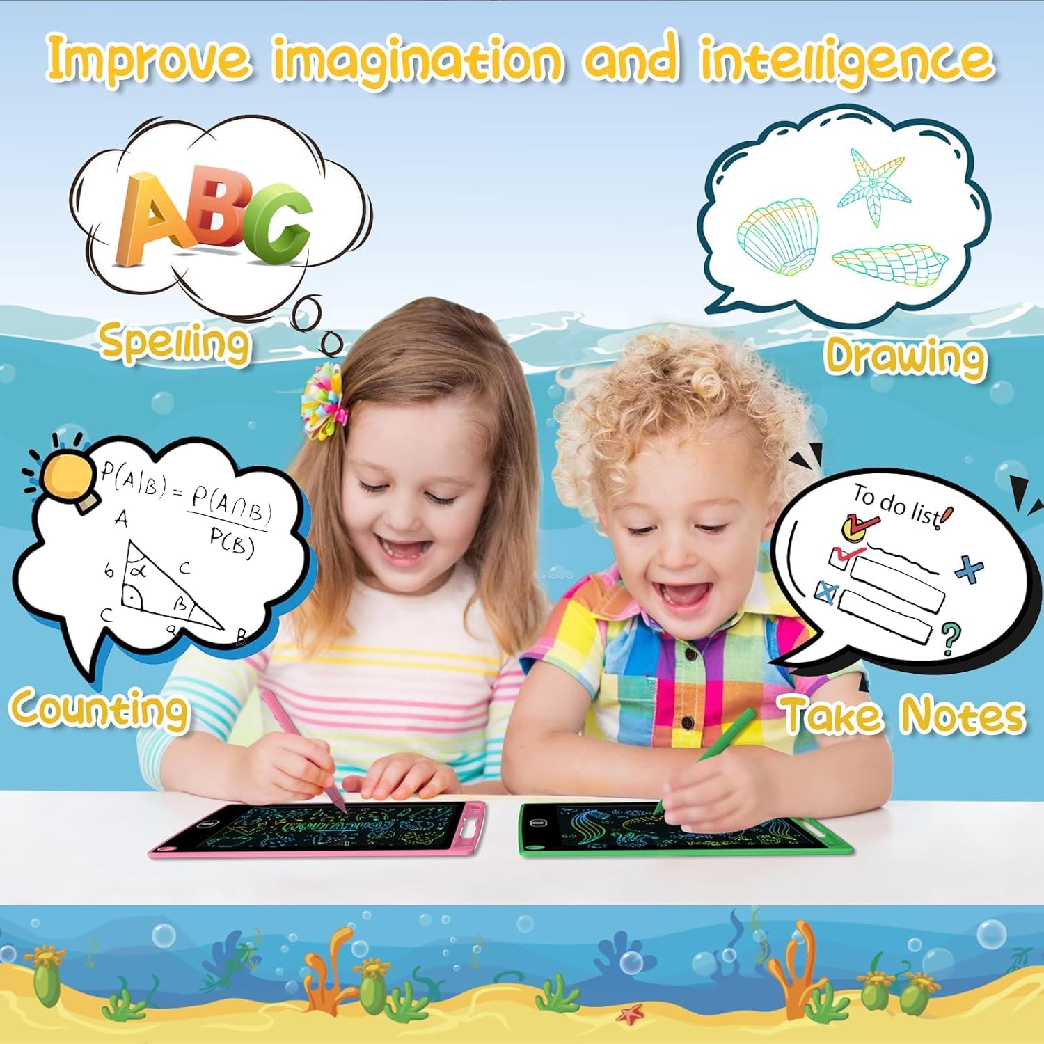 PYTTUR 2-pack doodle board close-up highlights kid-friendly surface