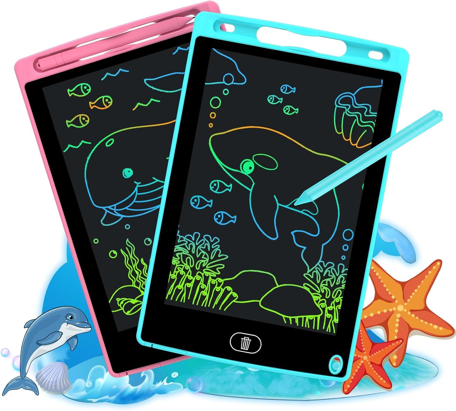 PYTTUR 2-pack 8.5-inch LCD writing tablet front view for colorful kid doodles