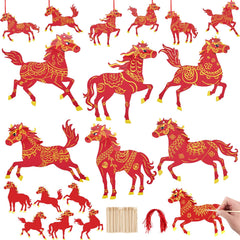 PYURTHITY Chinese New Year horse scratch cards reveal vibrant designs for festive decor.