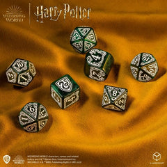 Q Workshop Gryffindor D10 dice showcase glitter dust and vivid house motifs