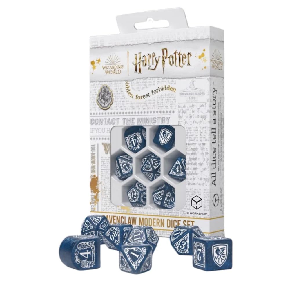 Q Workshop Harry Potter Ravenclaw Modern Dice Blue D4 dice with glitter finish for dramatic rolls