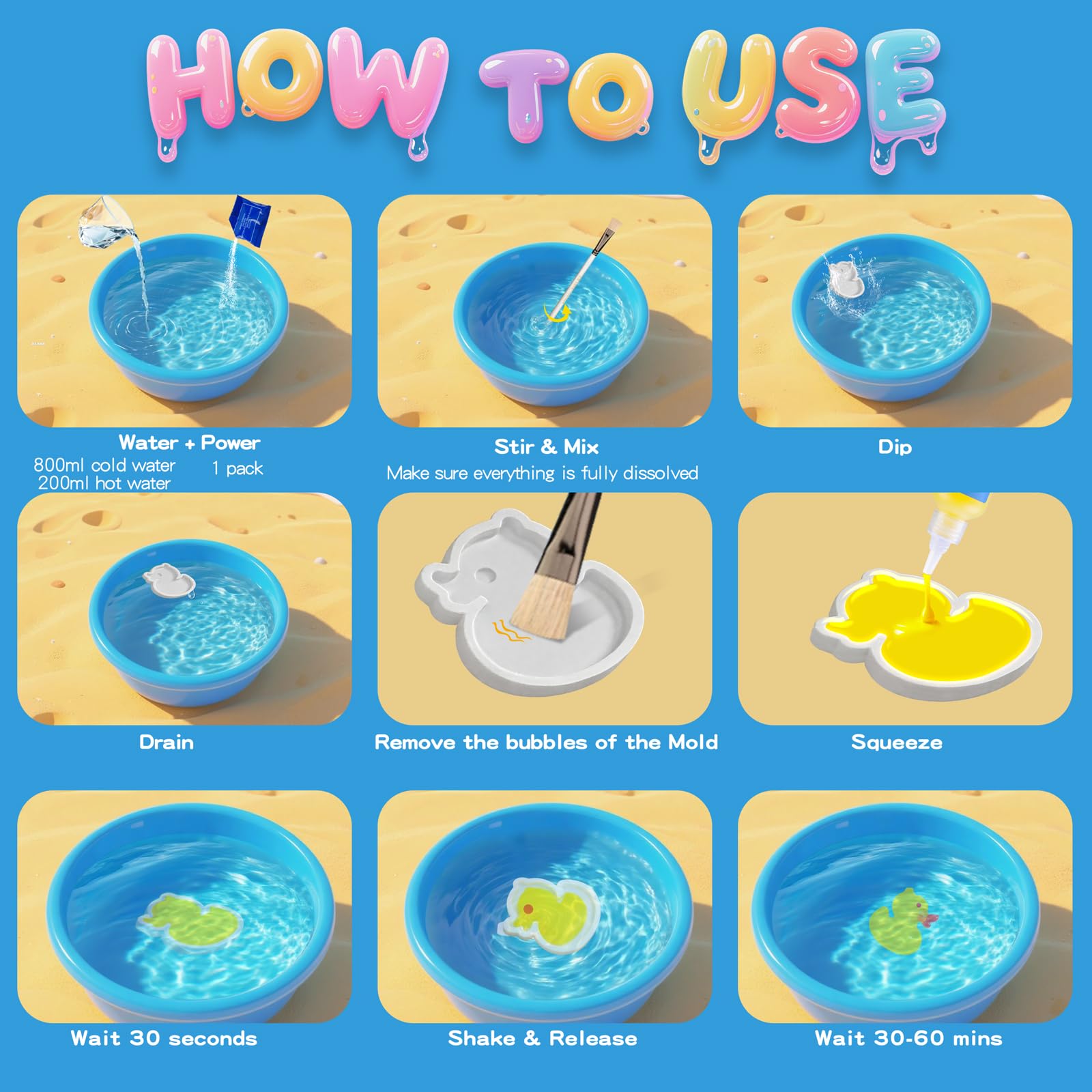 QANIY Dinosaur eggs molds create colorful aquatic friends