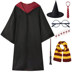 QAQ-COSPLAY Wizard costume robe and hat for kids, soft fabric for comfy all-day cosplay play.