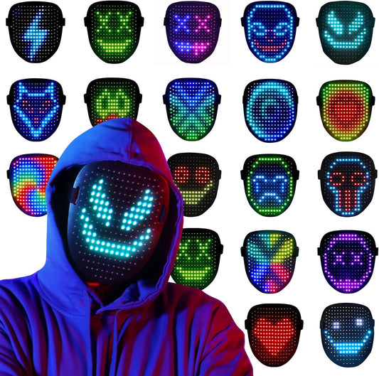 QAQ LED mask front view with dynamic patterns for nighttime visibility