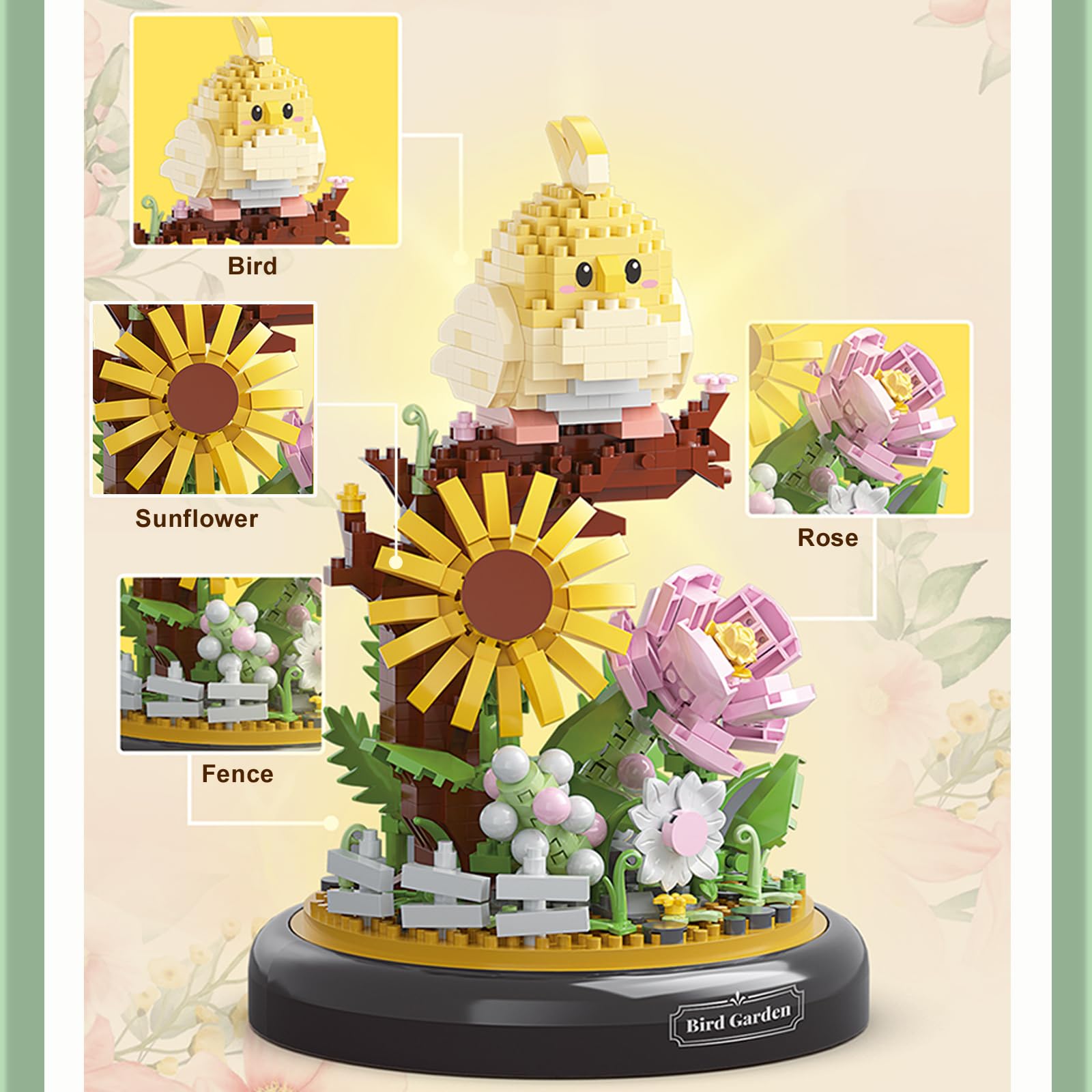 QARULUS Parrot Flower Bouquet Building Set – family building session promotes cooperation and focus.