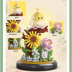 QARULUS Parrot Flower Bouquet Building Set – family building session promotes cooperation and focus.