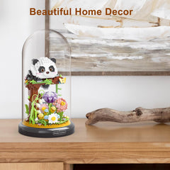 QARULUS Panda Flowers set panda figure creates a charming focal point on desks