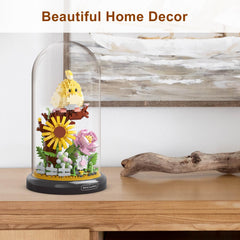 QARULUS Parrot Flower Bouquet Building Set – parrot, succulents, and flowers ready to build.