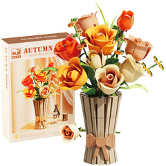 QARULUS roses bouquet building set front view for vibrant home decor inspiration.