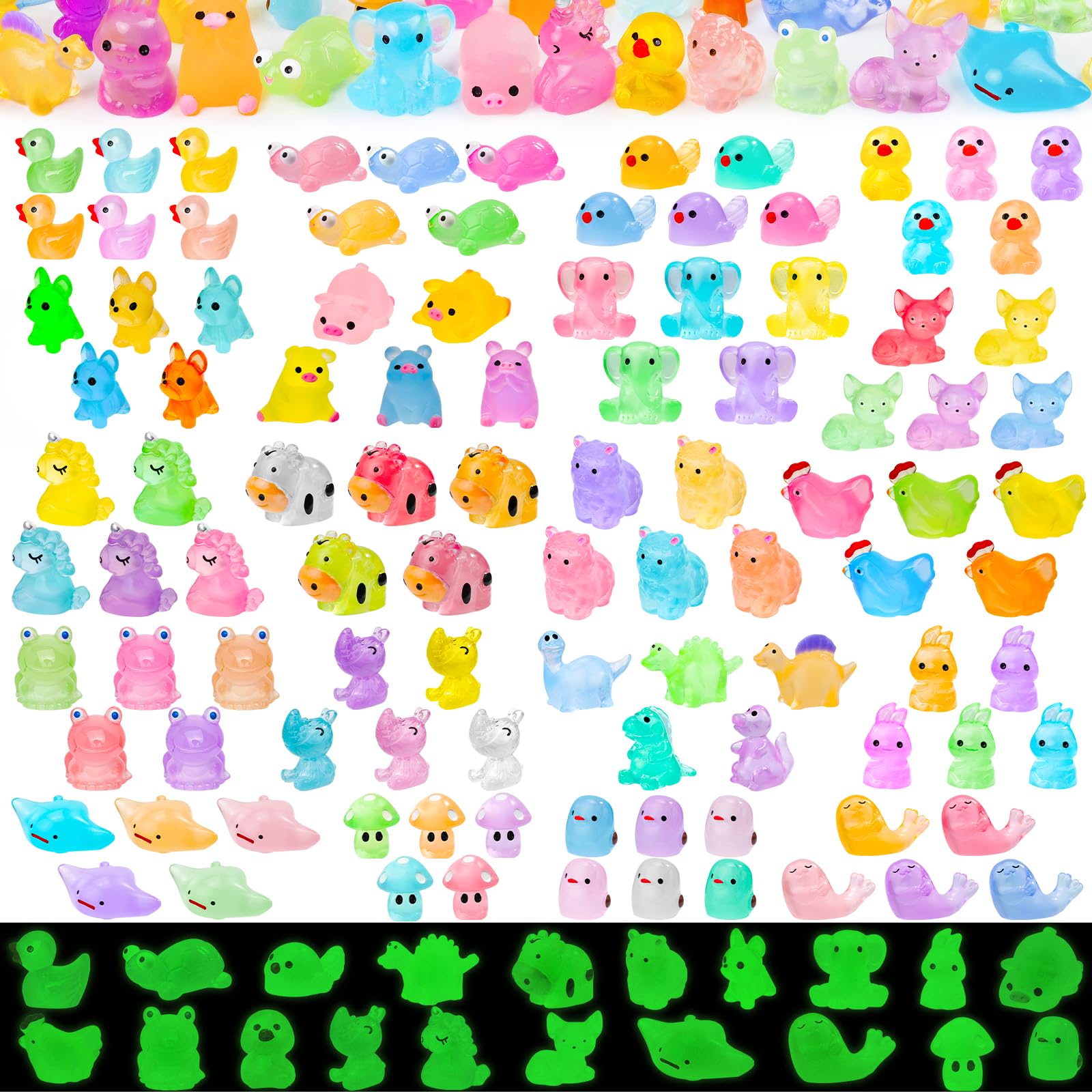 QAUYETM glow mini animals ducks for fairy garden displays