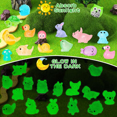 QAUYETM luminous rabbits miniature brighten shelves and fairy garden scenes.