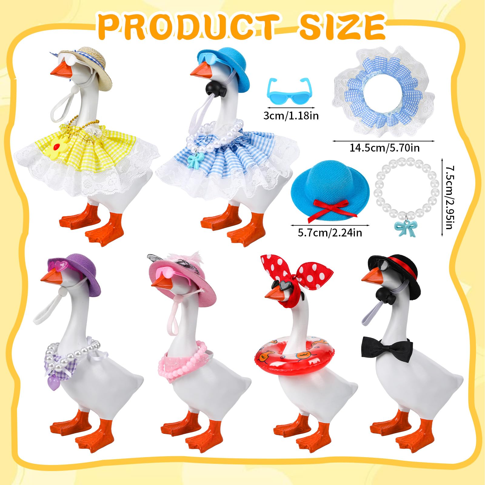 QAUYETM mini desk-goose outfits sunglasses add playful desk charm.