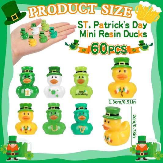 QAUYETM St Patrick's Day mini duck with pipe for playful party decor