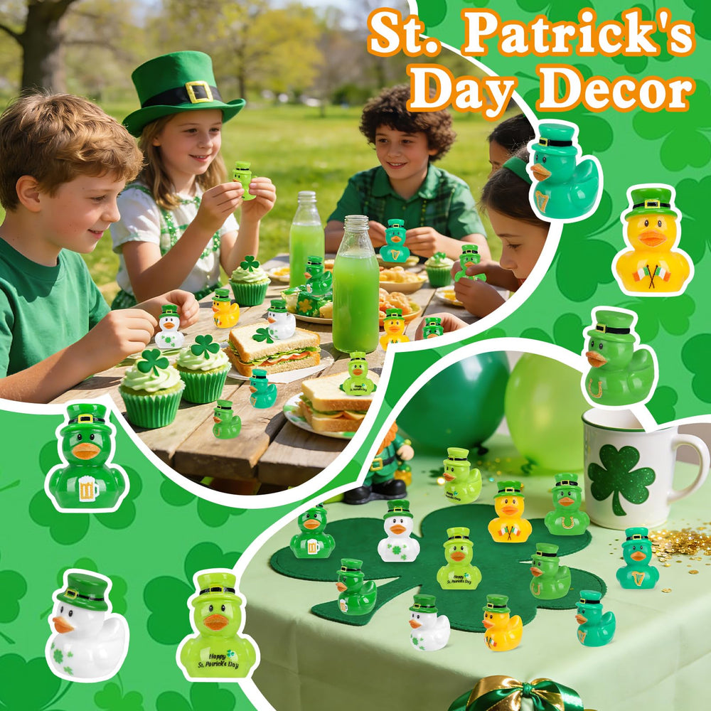 QAUYETM St Patrick's Day mini duck with shamrock pattern for festive display