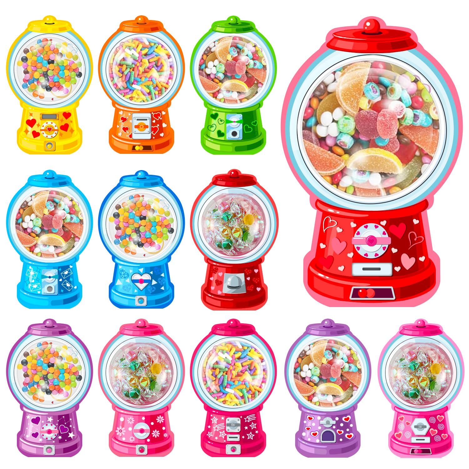 QAUYETM Valentine cards 48-pack for classroom gift exchanges with bubble gum domes.