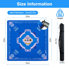 QAZWQAZ Mahjong Mat on-table with dice highlights game-ready stability.
