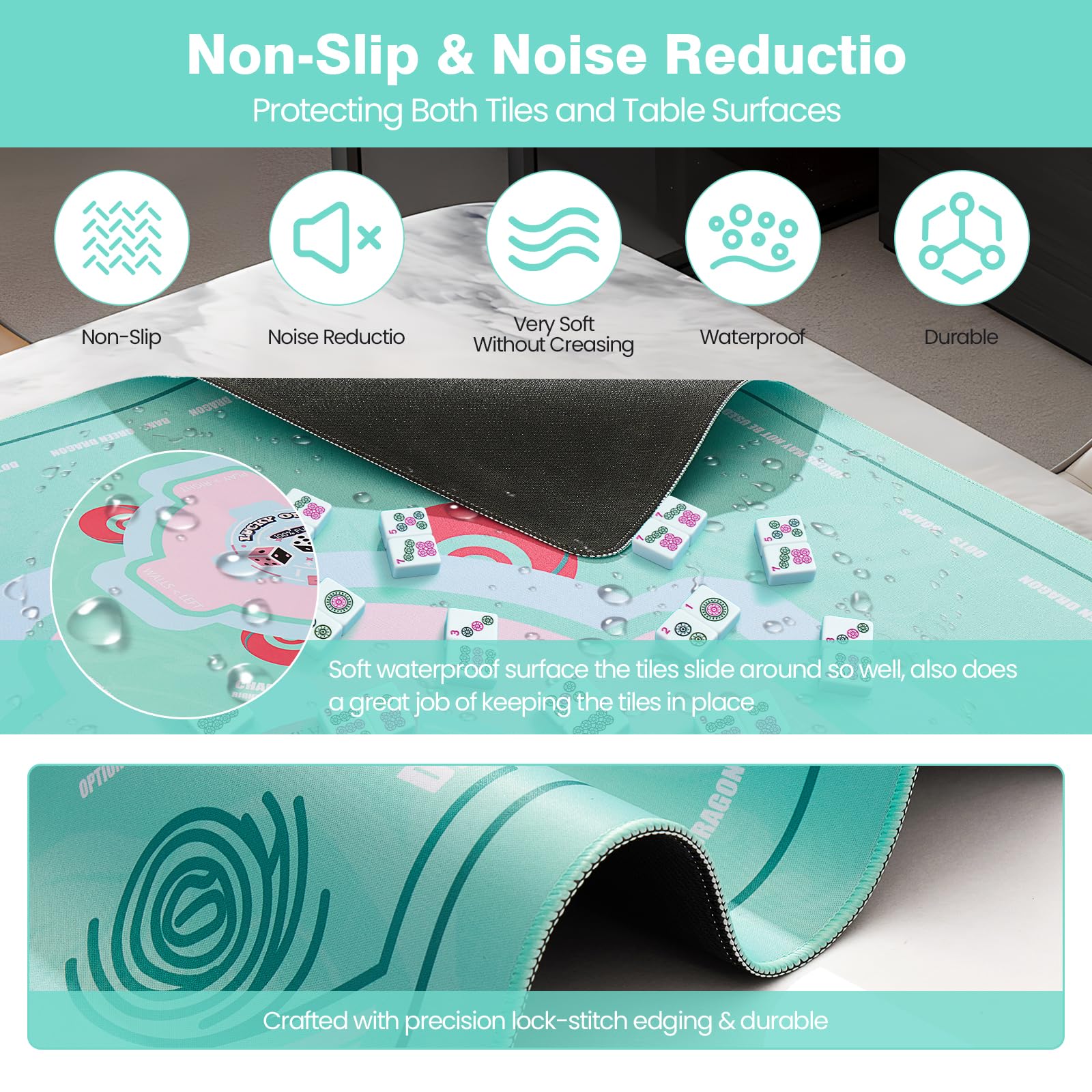 QAZWQAZ Mahjong Mat waterproof surface resists spills during games