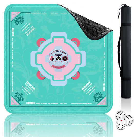 QAZWQAZ Mahjong Mat green 33x33 with travel bag for easy storage