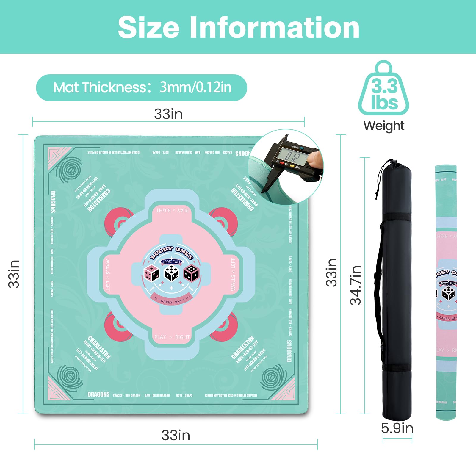 QAZWQAZ Mahjong Mat non-slip backing keeps tiles steady