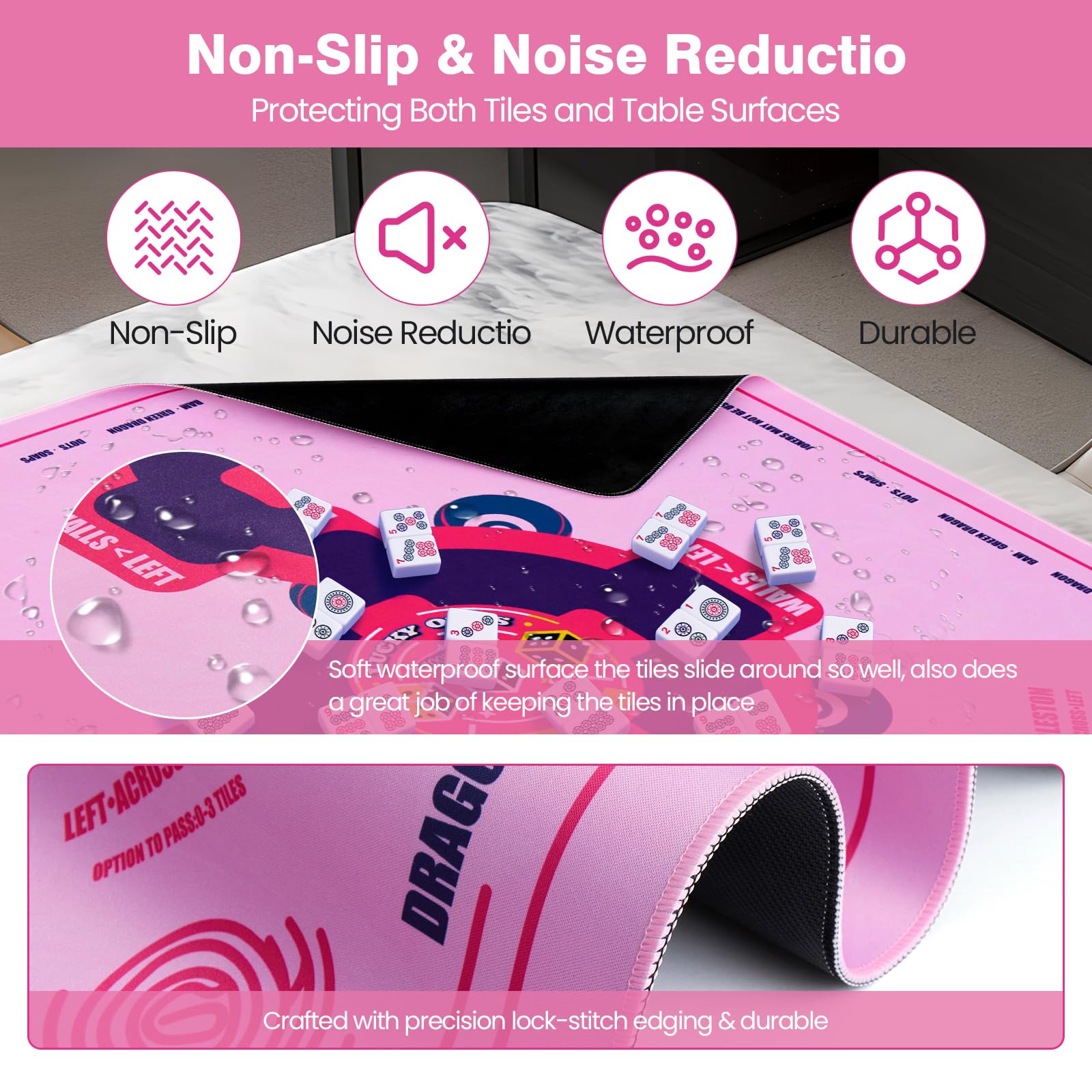 QAZWQAZ Neoprene Mahjong Surface – protects tiles and table