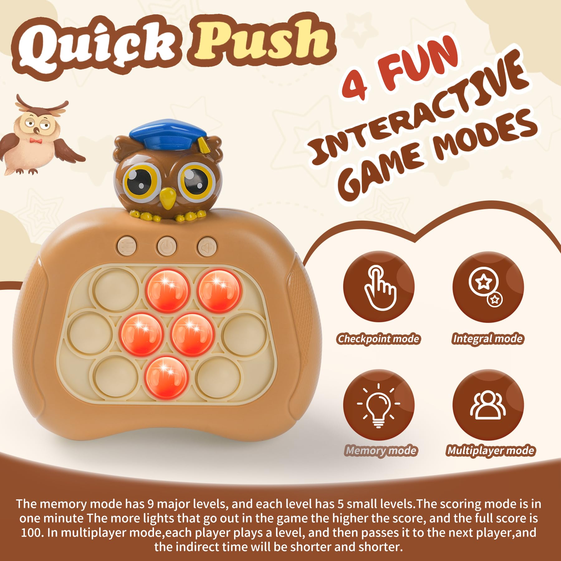 QBvuj Graduation Eagles Pop Push Game hero shot demonstrates multi mode play
