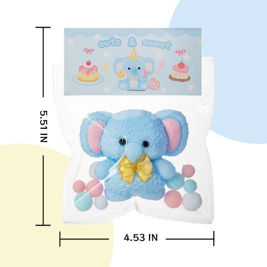 QCROAD SQUISHY blue elephant with bow, ideal as a party favor