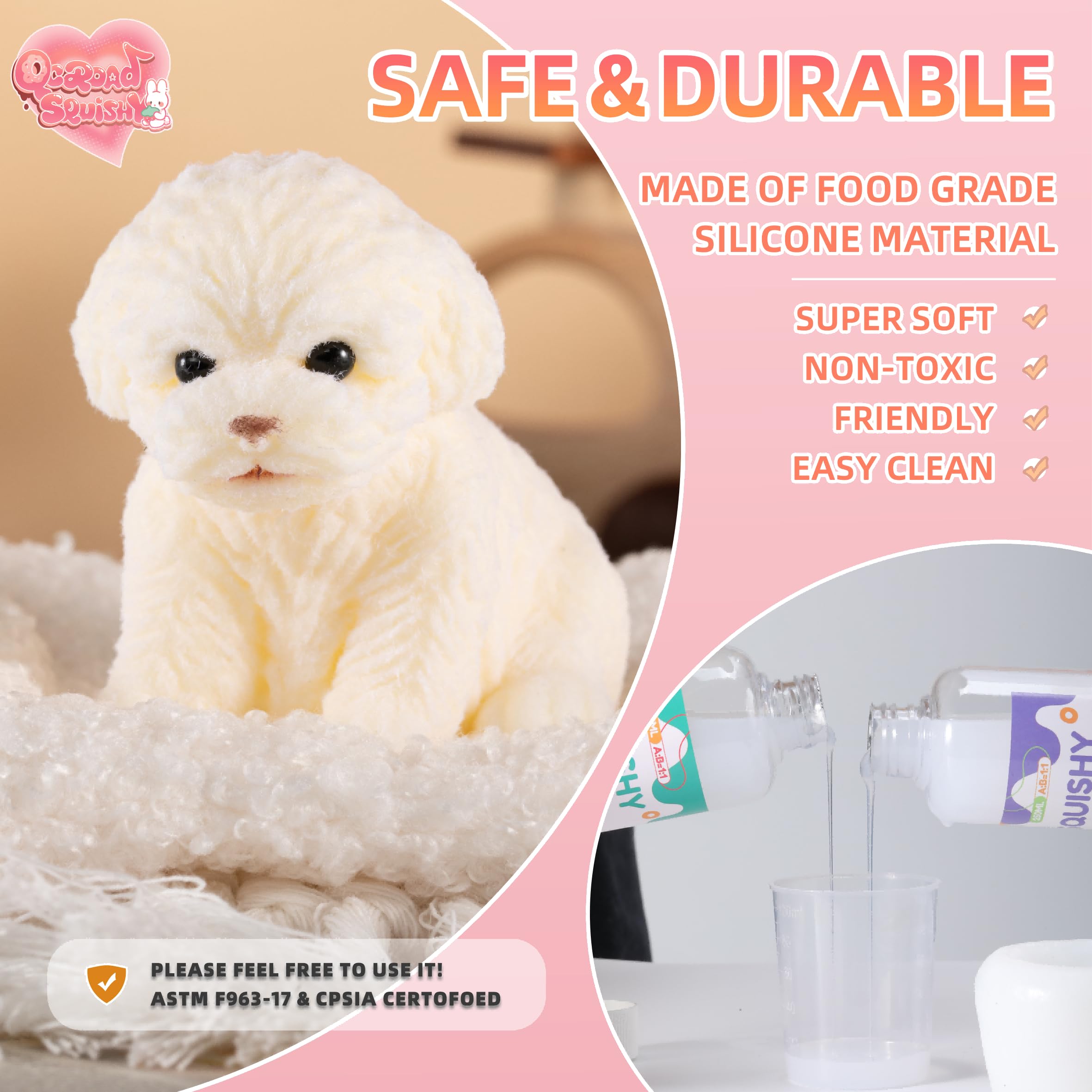 QCROAD SQUISHY Puppy Taba detailed texture shows premium silicone.