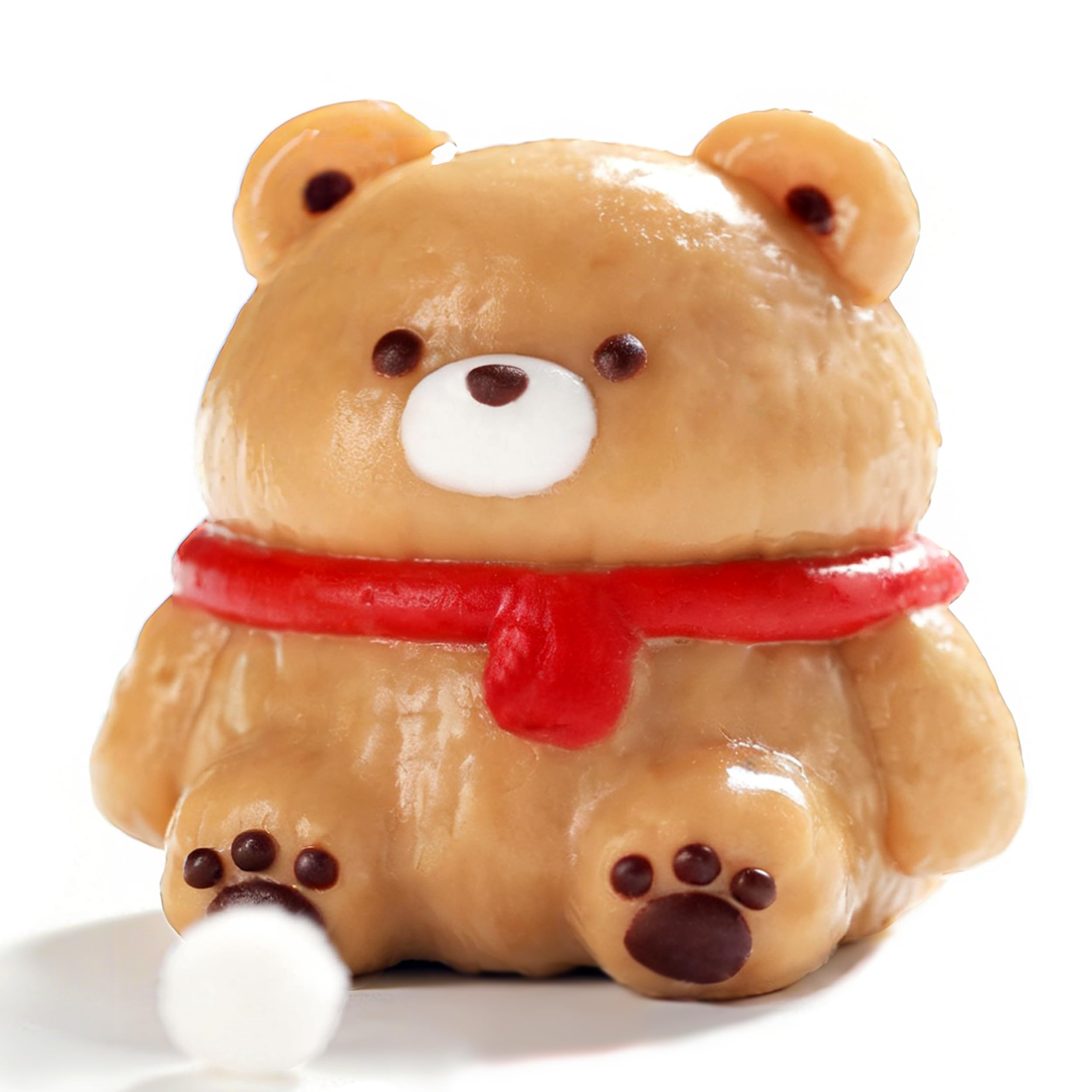 QCROAD SQUISHY Taba Bear with red scarf in gift-ready packaging, ideal for party favors.