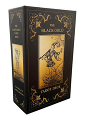 Qcsdckot black gold tarot deck with gilded edges, ideal for beginner readings.