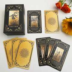 Qcsdckot gold-edged tarot cards, eye-catching design for focused sessions.
