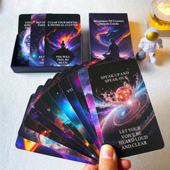 Qcsdckot Higher Self Messages Deck cover with vibrant cosmic art for daily guidance