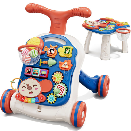 QDRAGON 3-in-1 walker blue side view promotes early mobility and curiosity