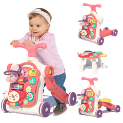 QDRAGON 5-in-1 Walker red baby walker in action supports first steps and exploration.