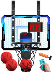 QDRAGON indoor basketball hoop with LED lights brighten playtime for kids.
