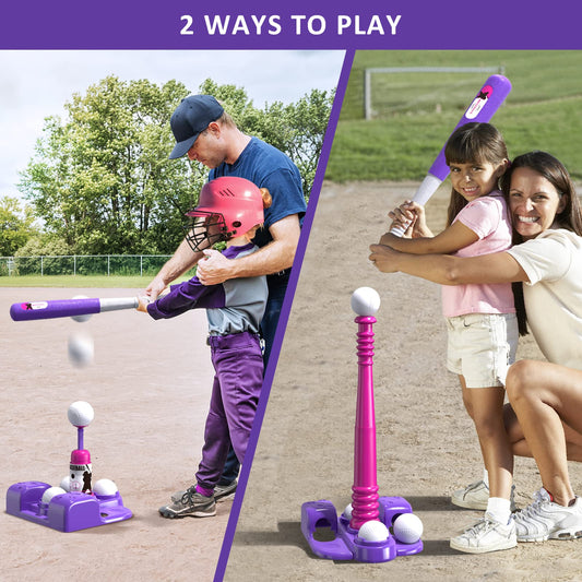 QDRAGON T Ball Set adjustable batting stand supports growing height and comfortable batting