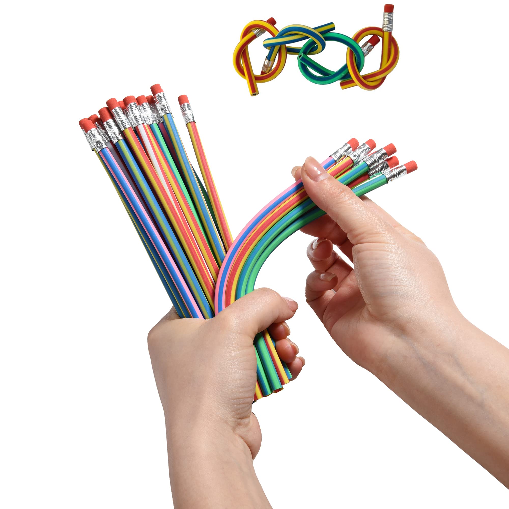 QDXATIVP colorful stripe bendable pencils collection for creative kids.