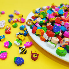 QDXATIVP smiley face erasers, cheerful classroom accessories.