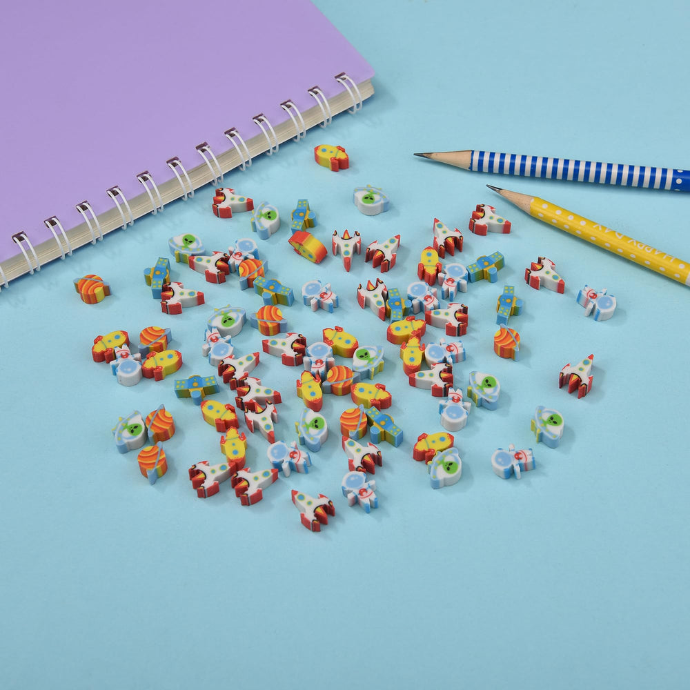 QDXATIVP UFO erasers; fun for journaling and school projects.