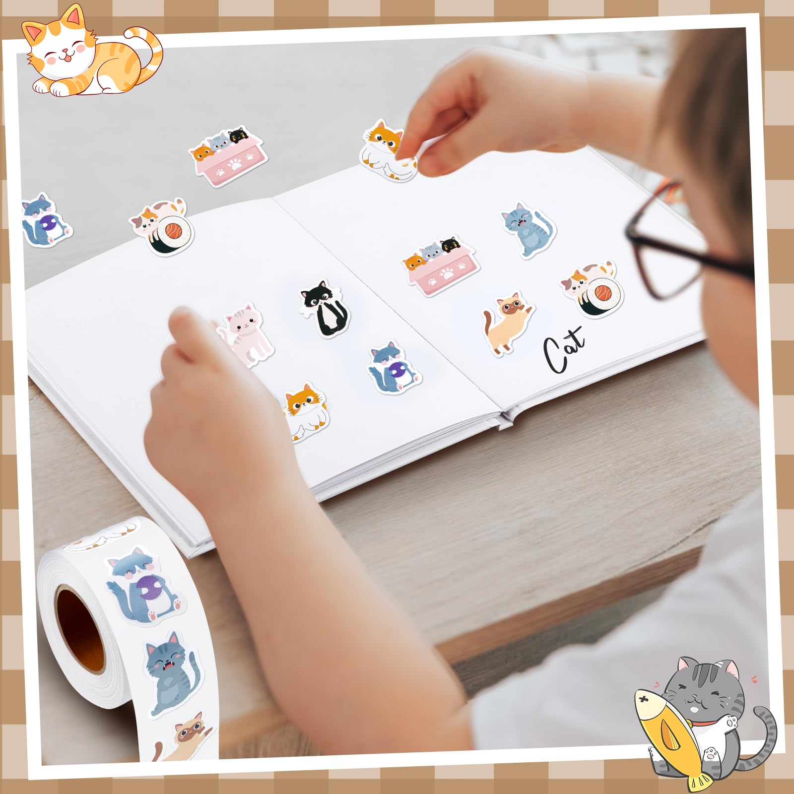 Qeeenar eight-pattern cat stickers offer diverse decorations.