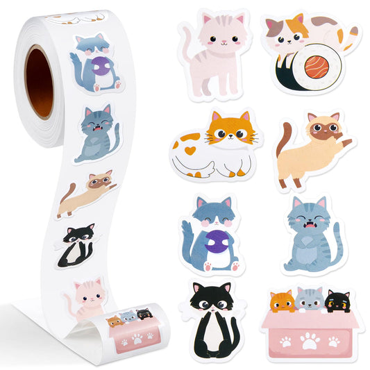 Qeeenar cat stickers roll adds vibrant personalization to notebooks.