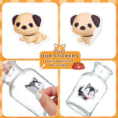 Qeeenar dog stickers watercolor style 3 on craft board, easy to peel