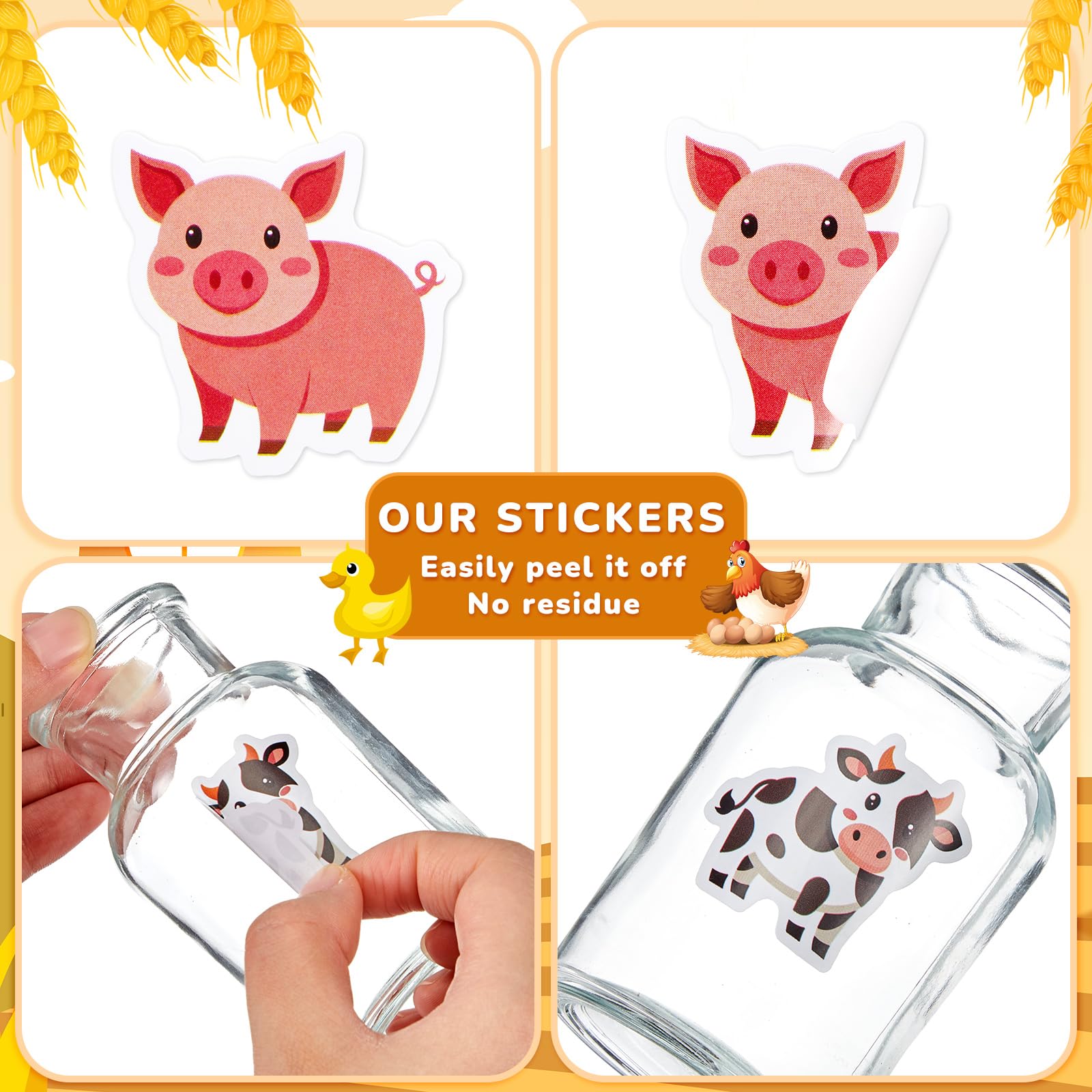Qeeenar farm animal stickers ideal for party favors and gifts