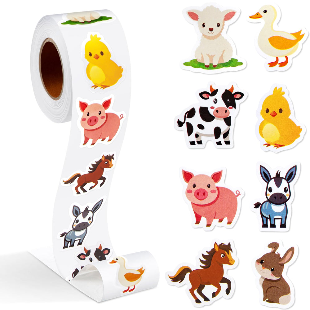 Qeeenar farm animal stickers roll for classroom rewards and crafts