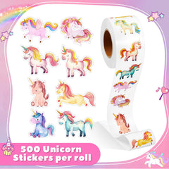 Qeeenar unicorn stickers used as party decor for a festive look.