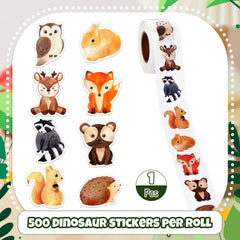 Qeeenar stickers on gift wrap elevate presents with playful woodland accents.